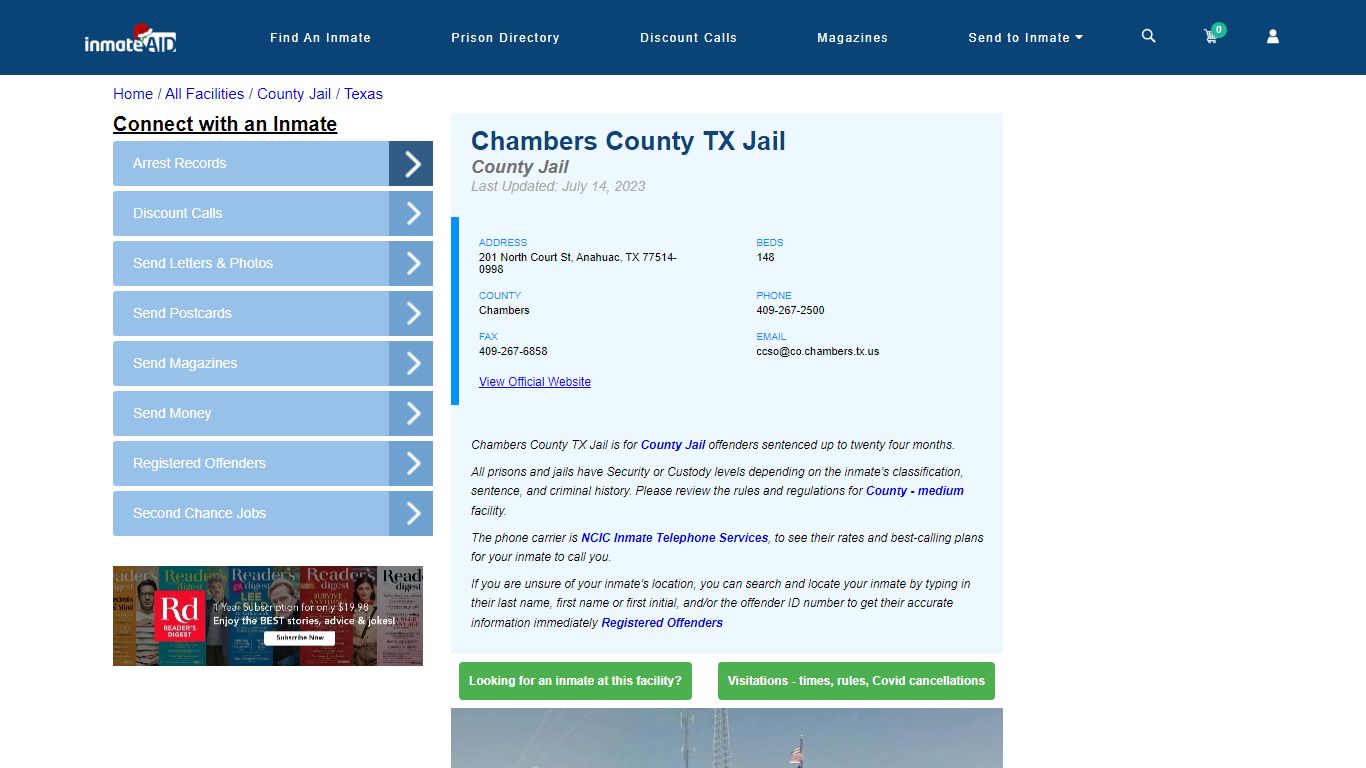 Chambers County TX Jail - Inmate Locator - Anahuac, TX