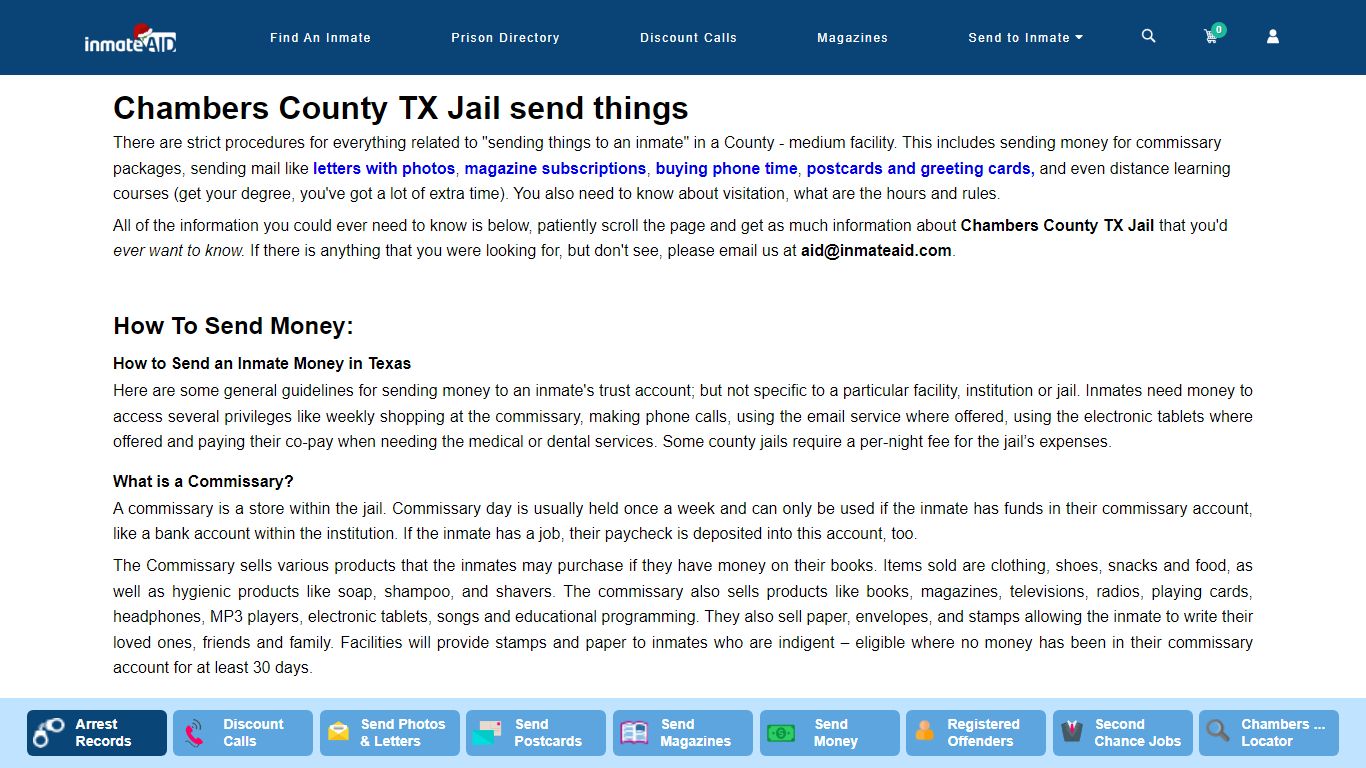Chambers County TX Jail send things - InmateAid